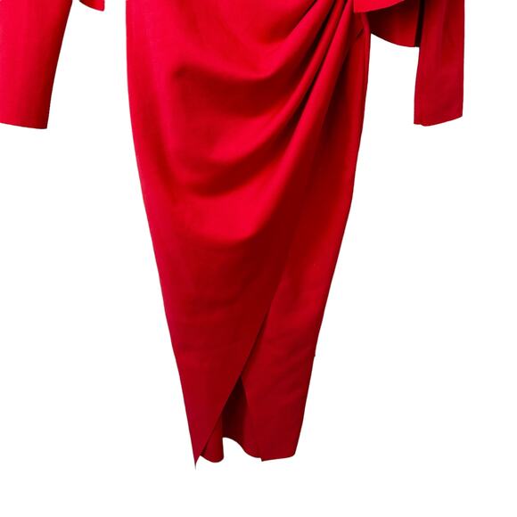 ASOS Design Womens Extreme Ruffle Shoulder Midi Dress Hot Red 2 Maximalist Bold - Picture 6 of 12